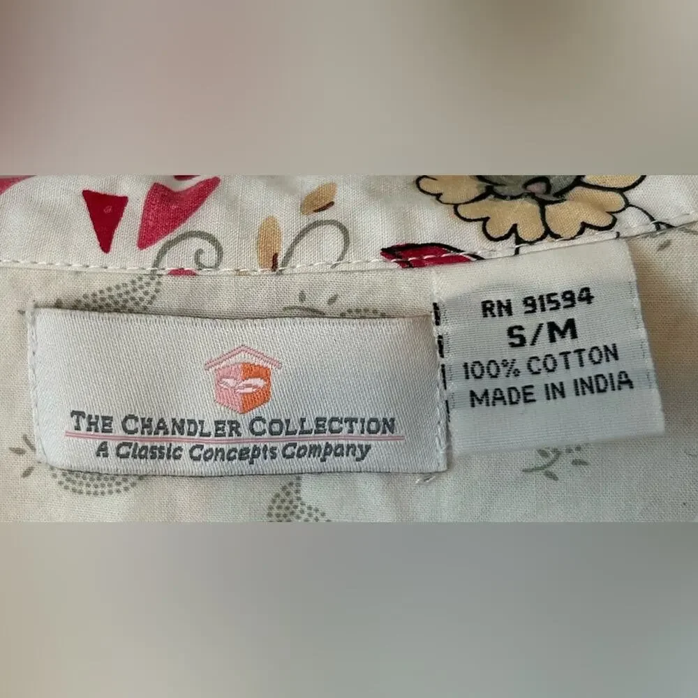 The Chandler Collection 100% cotton floral paisley pajama top. Size S/M